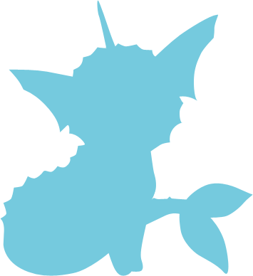 Blue, Pokemon, And Silhouette Image - Vaporeon Pokemon Silhouette (355x388), Png Download