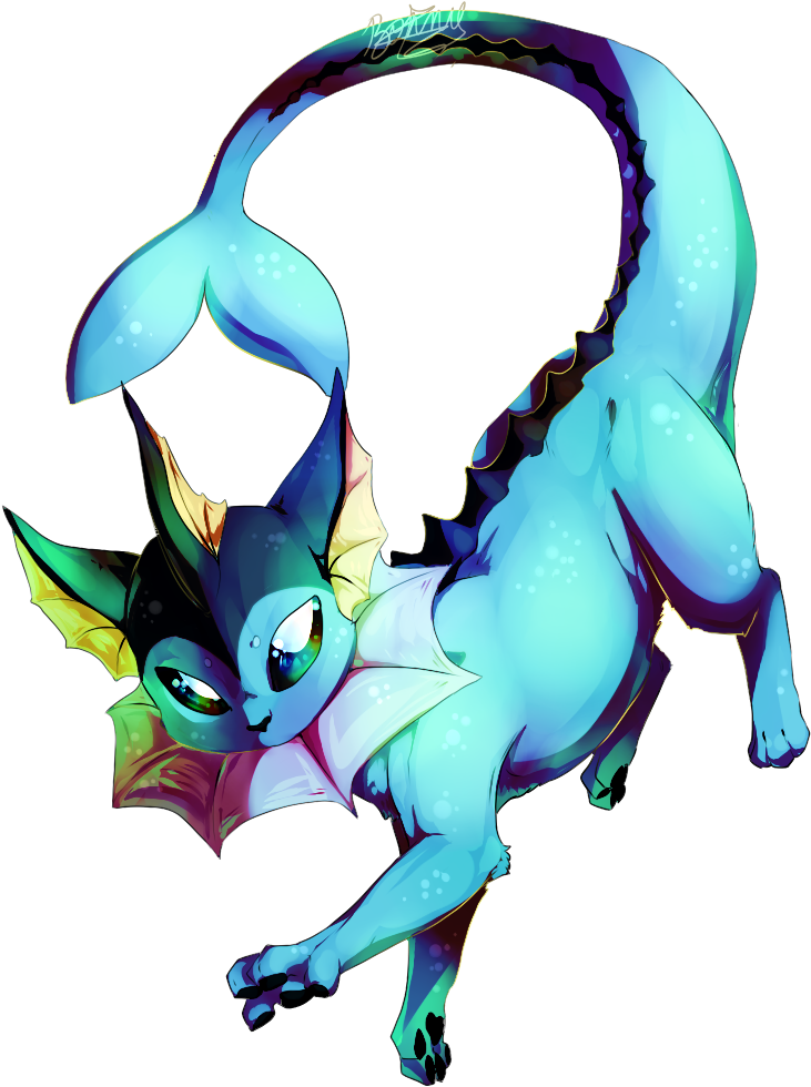 Vaporeon - Digital Art (900x1000), Png Download