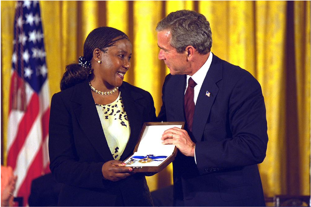 President George W - Nelson Mandela (1099x500), Png Download
