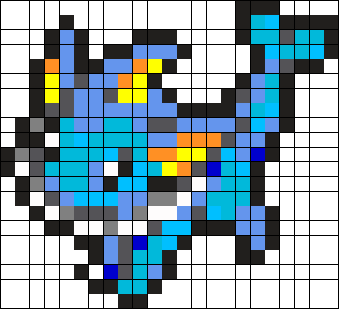 Vaporeon Perler Perler Bead Pattern / Bead Sprite - Vaporeon Perler Bead Pattern (484x442), Png Download