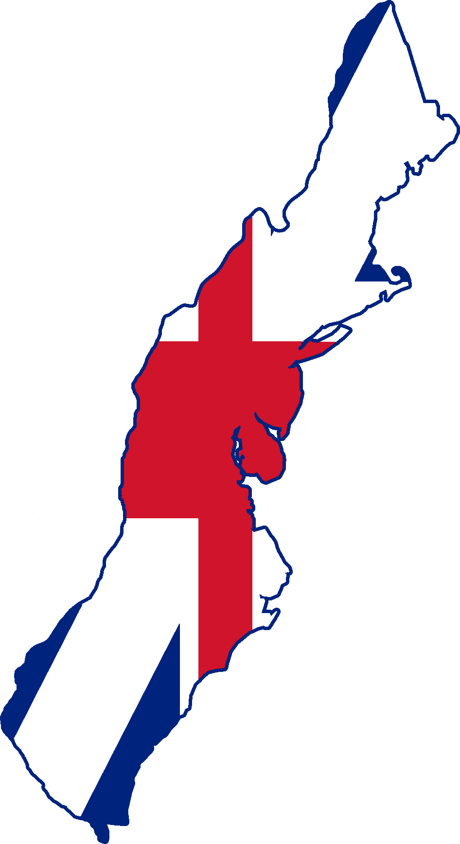 Flag Map Of The Thirteen Colonies - 13 Colonies Map With Flag (946x1736), Png Download