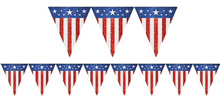 Patriotic Glitter Burlap Pennant Banner, 9ft - Banner (441x600), Png Download