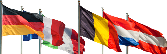 Flags Of Countries Participating In The Blue Card Program - Flags On Poles Png (681x220), Png Download