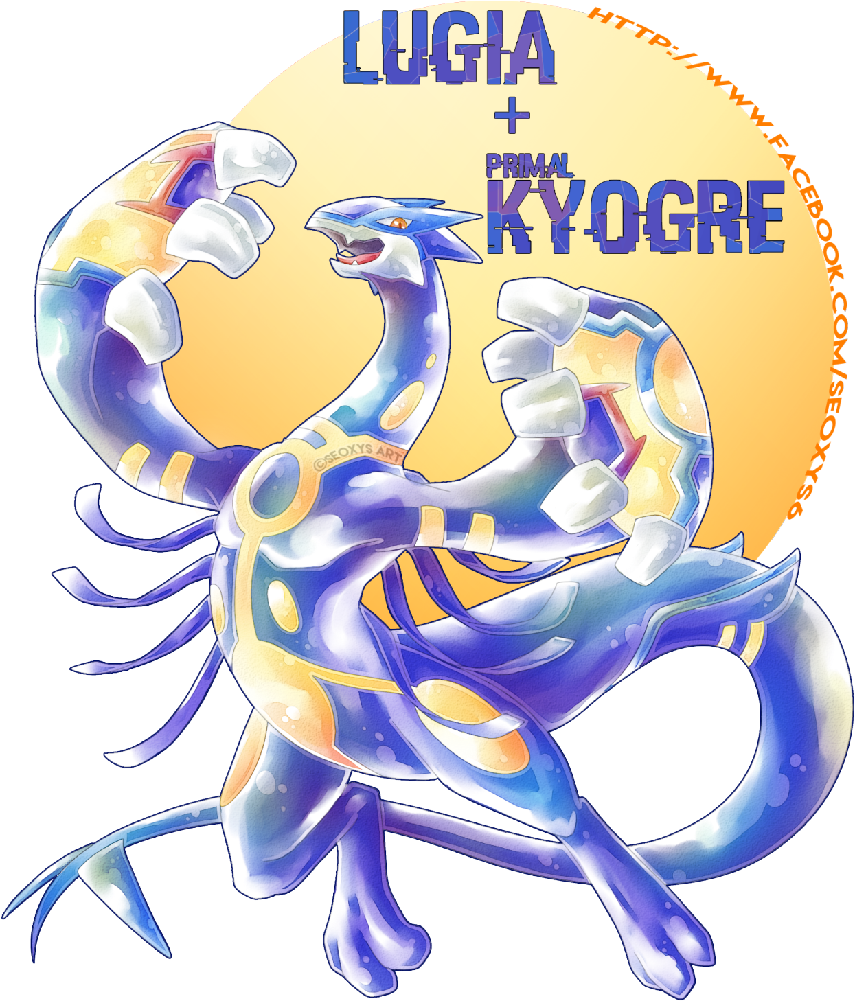 For More Of My Pokémon Fusion Or Artworks Follow Me - Kyogre Lugia Fusion (1280x1498), Png Download