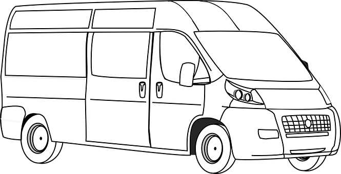 Van Automobile Transportation Camper Vehic - Van Clipart Black And White (665x340), Png Download