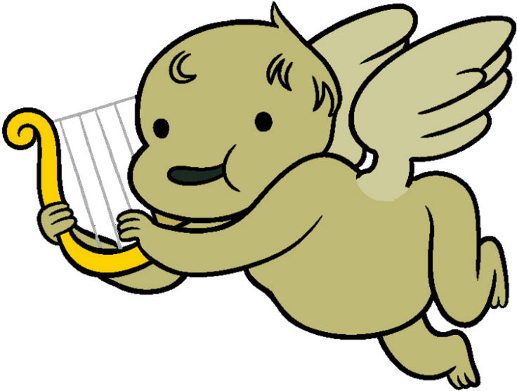 Cherub With Harp - Wiki (736x557), Png Download