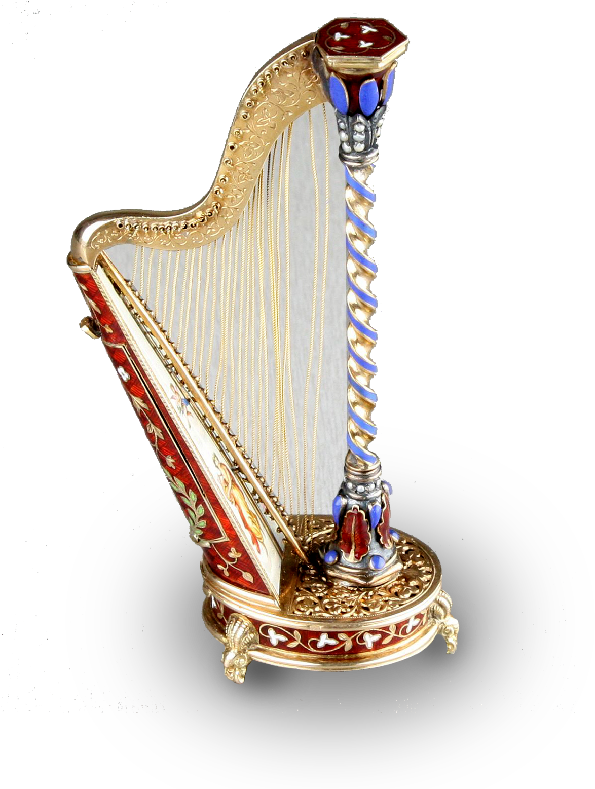 Gold, Enamel And Split Seed Pearl Embellished Musical - Png Арфа (1298x1600), Png Download