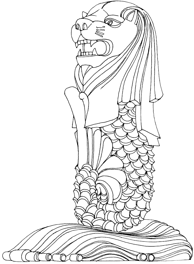 Merlion Park Drawing Images Of Singapore Flag Of Singapore - Singapore National Day Colouring (800x1101), Png Download