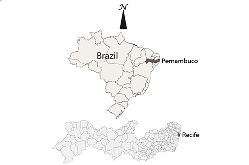 Location Of The Capital City Of Recife, Pernambuco - Recife (850x563), Png Download