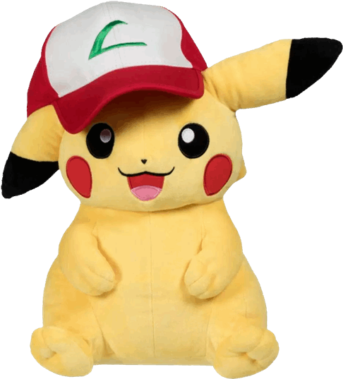 Pikachu Wearing Trainer Hat 16" Pokemon Centre Plush - Pokemon Plushies (600x600), Png Download