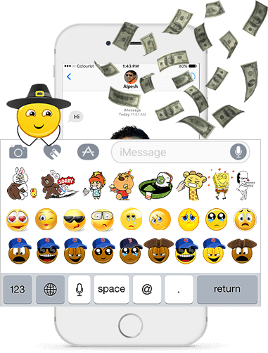 Imessage App Big - Flying Money (381x502), Png Download