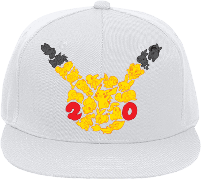 Flat Bill Fitted Hats 123 - Pokemon 20th Logo (428x400), Png Download