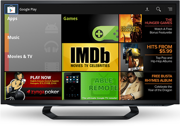 Google Announced Today That It's Bringing Google Play - Google Tv (600x431), Png Download