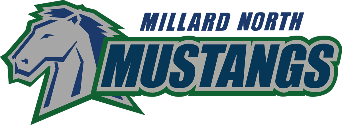 Lady Mustangs - Millard North Mustang Logo (1200x439), Png Download