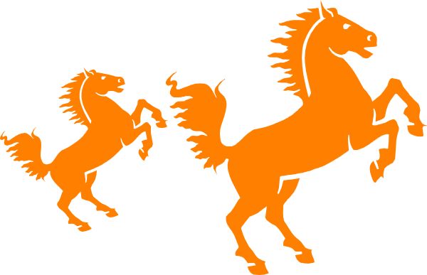 Orange Silhouette Clip Art - Logo With A Orange Horse (600x387), Png Download