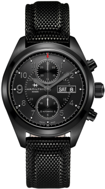 The Auto Chrono Comes In A Stainless Steel Case And - Hamilton Khaki Field Auto Chrono (400x400), Png Download
