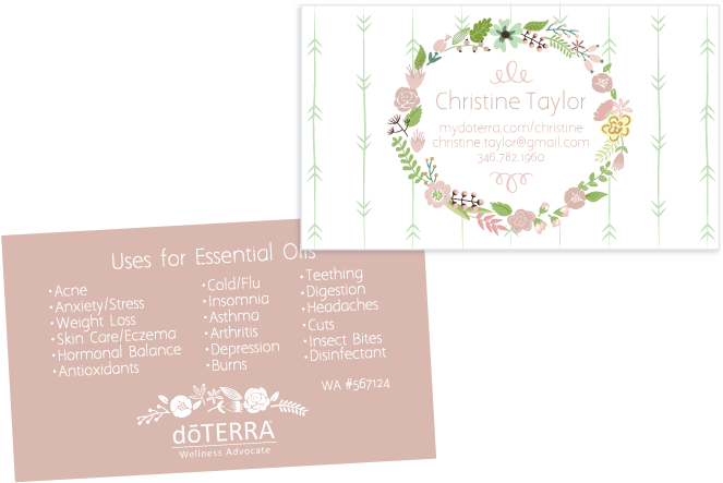 Light Pink Wreath Theme Doterra Business Card For Wellness - Floral Thank You Greeting Cards (740x460), Png Download