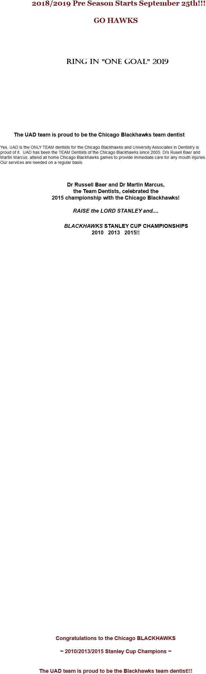 Uad Team Dentist Chicago Blackhawks - University Associates In Dentistry (775x2366), Png Download