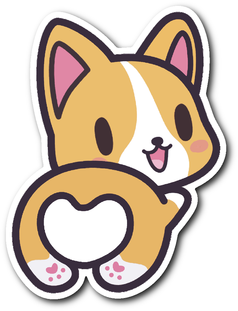 Corgi Puppy Vinyl Die Cut Sticker - Corgi Butt Clip Art (600x600), Png Download