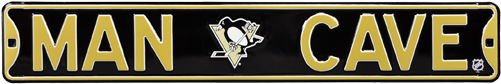 Pittsburgh Penguins “man Cave” Authentic Street Sign - Man Cave Buffalo Sabres Steel Sign Wall Sign 36 X 6in (500x500), Png Download