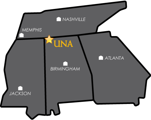 Map Of University Of North Alabama Campus - University Of Alabama On Map (488x389), Png Download