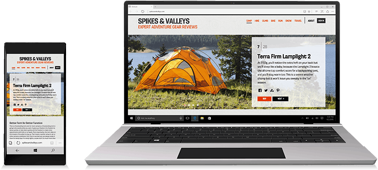 Microsoft Edge Shown On Mobile And Desktop Devices - Nalgene Outdoor Storage Wide Mouth Water Bottle, Clear (800x400), Png Download