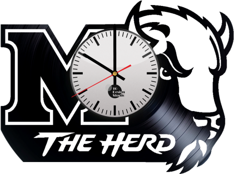 Marshal Thundering Herd Logo Handmade Vinyl Record - Marshall University (580x580), Png Download