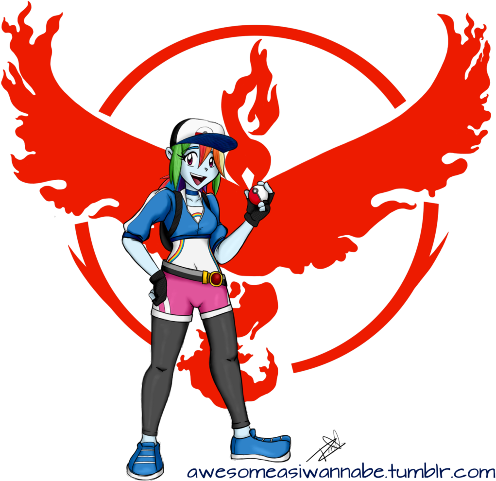 Awesomeasiwannabe, Equestria Girls, Moltres, Pokéball, - Rainbow Dash Pokemon Team (1024x1024), Png Download
