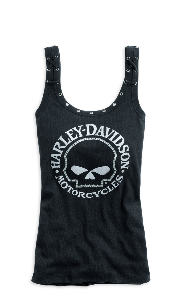 Womens Harley Davidson Lace Back Skull Tank (1024x1024), Png Download