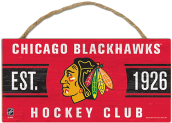 Chicago Blackhawks Hanging Sign - Chicago Blackhawks Wood Rope Sign 5 X 10 (421x480), Png Download