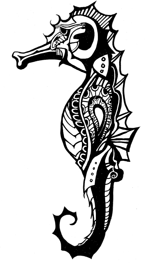 Seahorse Graphic - Seahorse Totem (550x938), Png Download