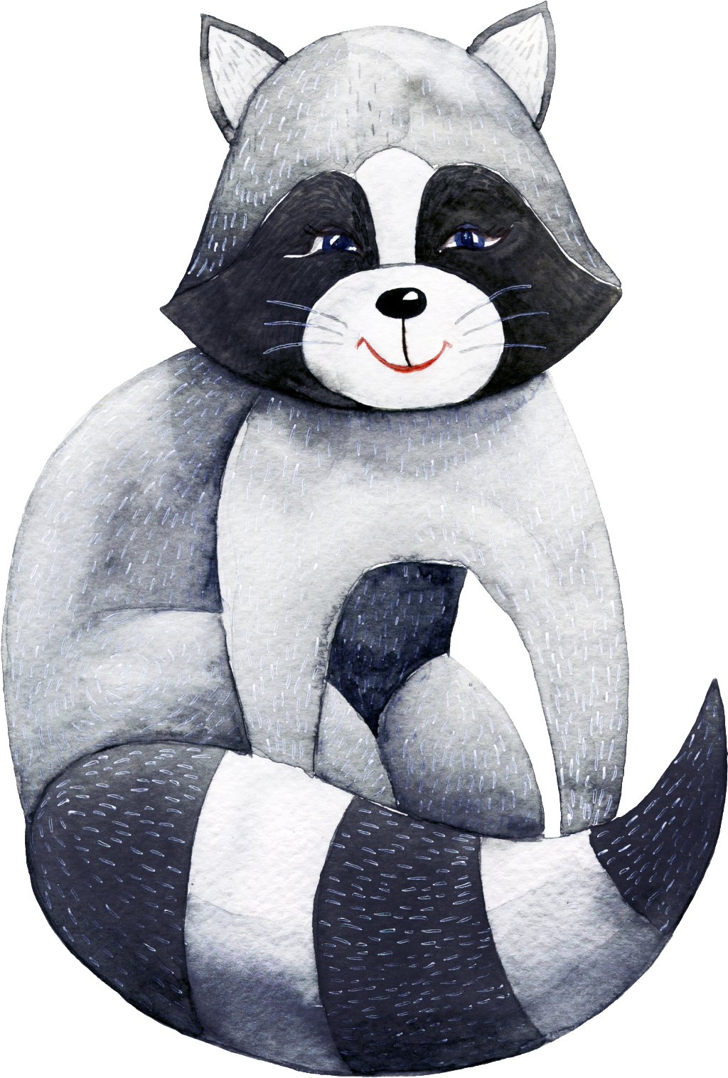 Gray Hand Painted Animal Cartoon Fine Transparent Material - Schicke Waschbär-paar-dusche Karte (1024x1516), Png Download