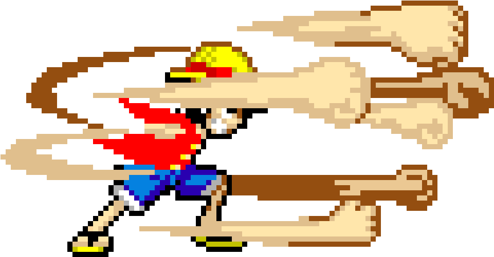 Luffy Gatling - Pixel Art One Piece (1140x660), Png Download