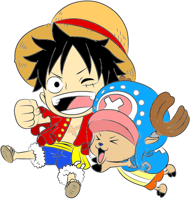 And Chopper By Erza On Deviantart - Luffy And Chopper Chibi (1024x724), Png Download