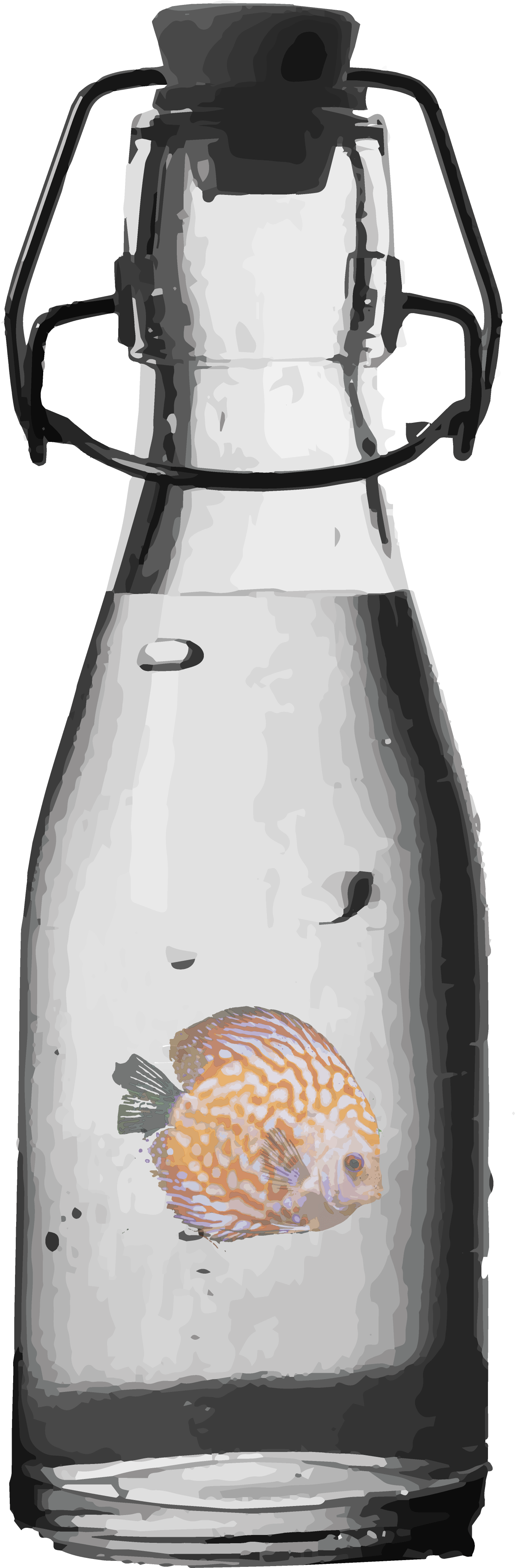 Fish Swimming In A Illustration On Redbubble - Bottle (4500x5000), Png Download