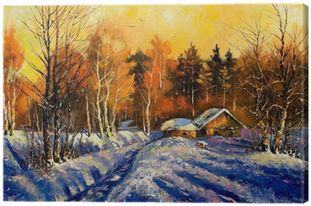 Evening In A Winter Village Art By Eazl, Orange (400x400), Png Download