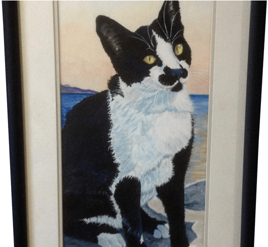 E W Boyd, Watercolor Painting Black And White Tabby - Sakhalin Husky (800x491), Png Download