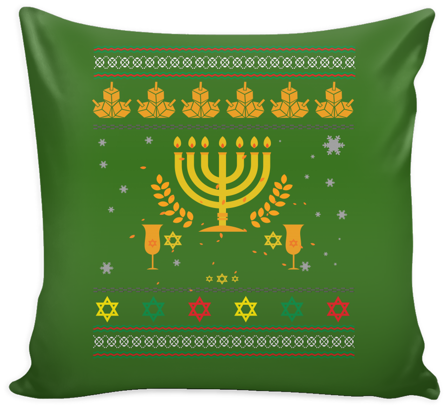 Happy Hanukkah Menorah Chanukah Dreidel Festive Funny - Throw Pillow (1024x1024), Png Download