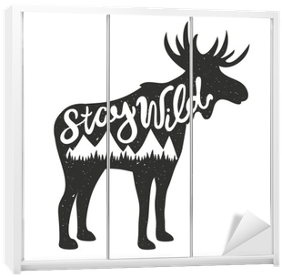 Vector Illustration With Moose Silhouette And Lettering - Illustration Moose (400x400), Png Download