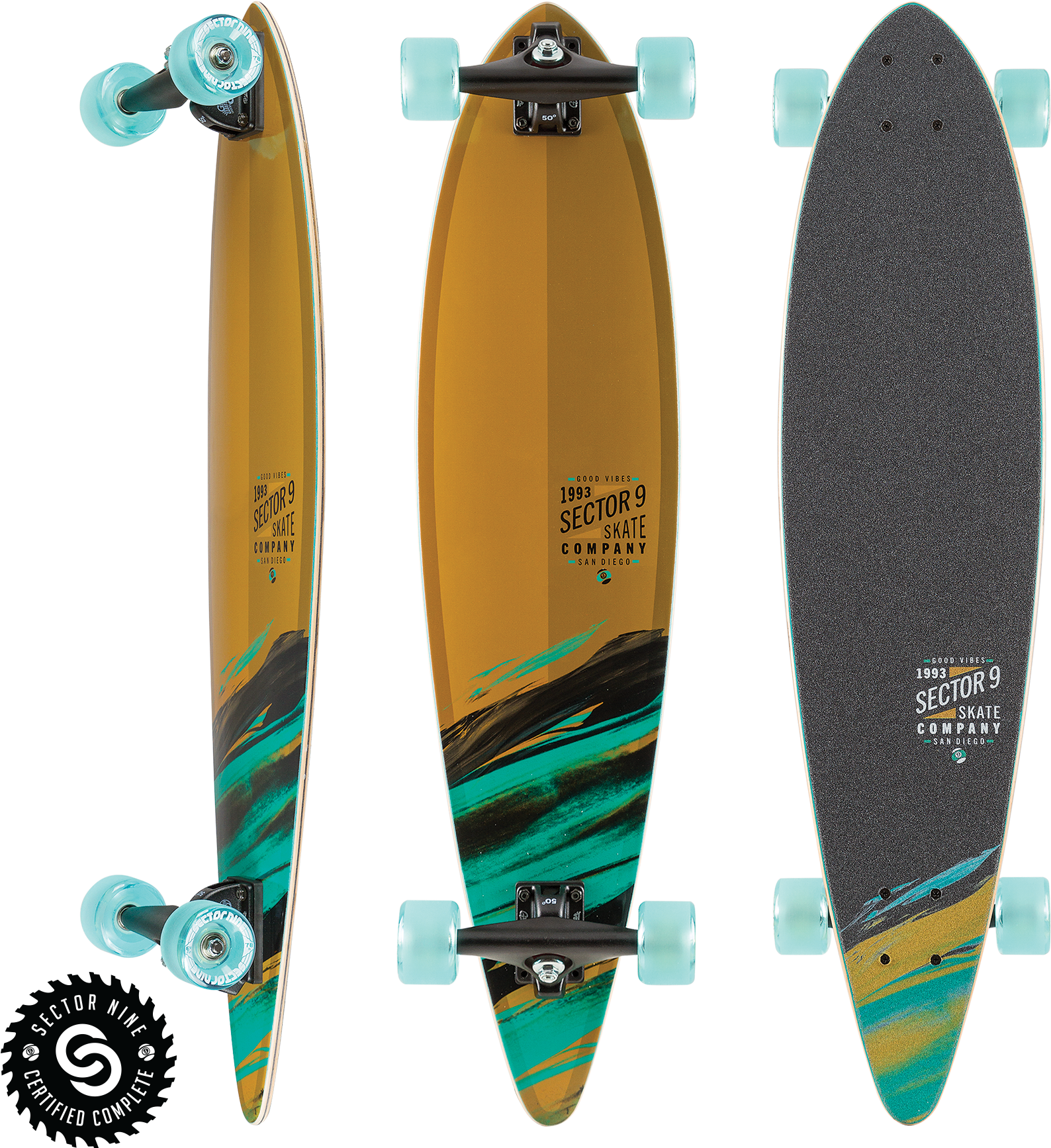 Tripper Ripple Yellow - Sector 9 Longboard (1800x1800), Png Download