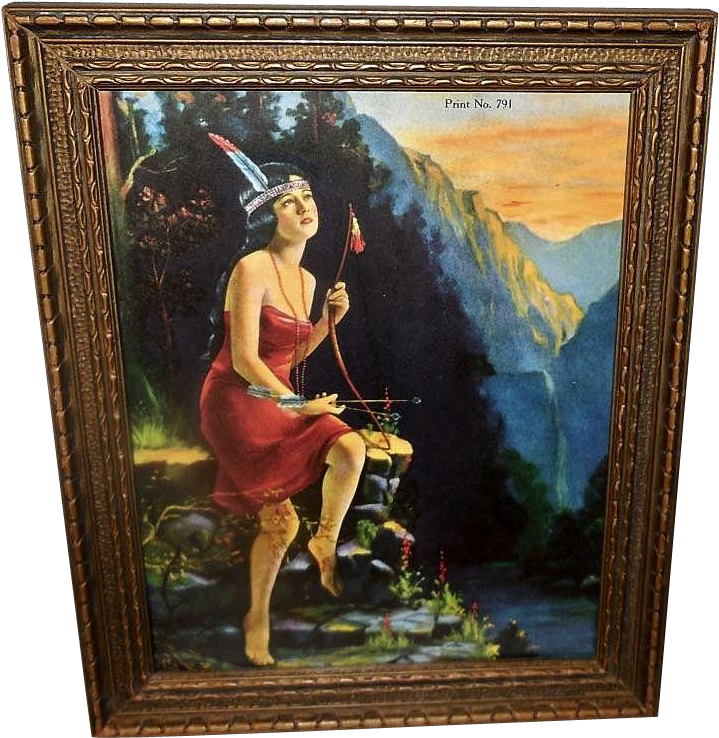 Native American Indian Maiden In Red Holding Bow And - Native Americans In The United States (737x737), Png Download