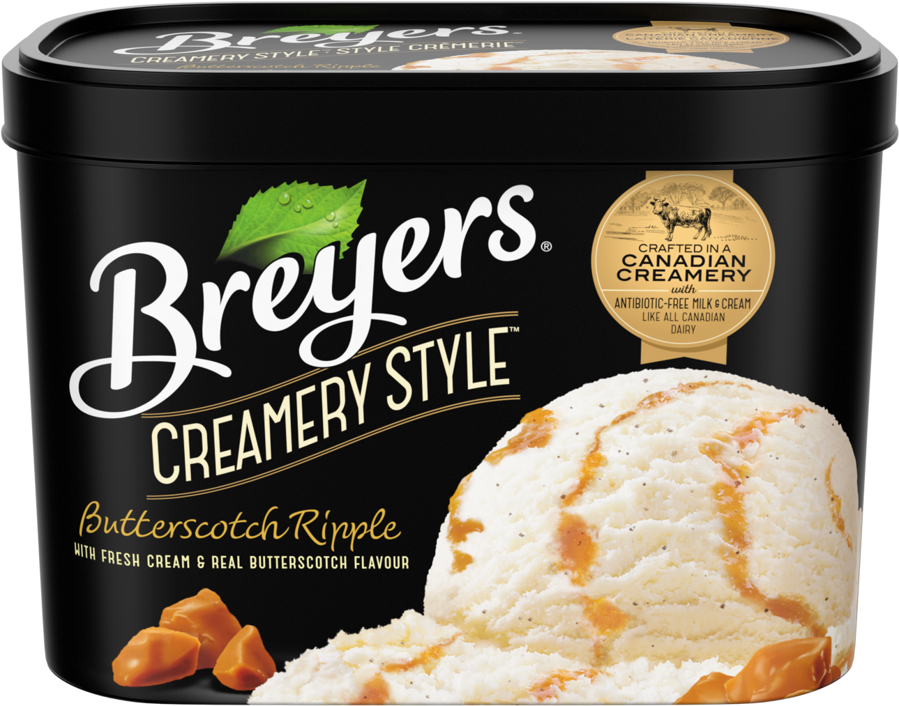 Breyers Creamery Style Butterscotch Ripple - Breyers Mint Ice Cream (1500x1500), Png Download