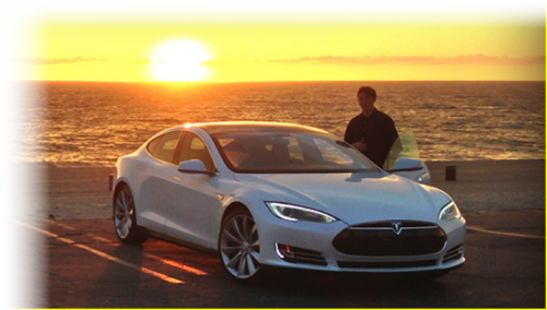 Tesla On Beach - Tesla, Inc. (500x284), Png Download