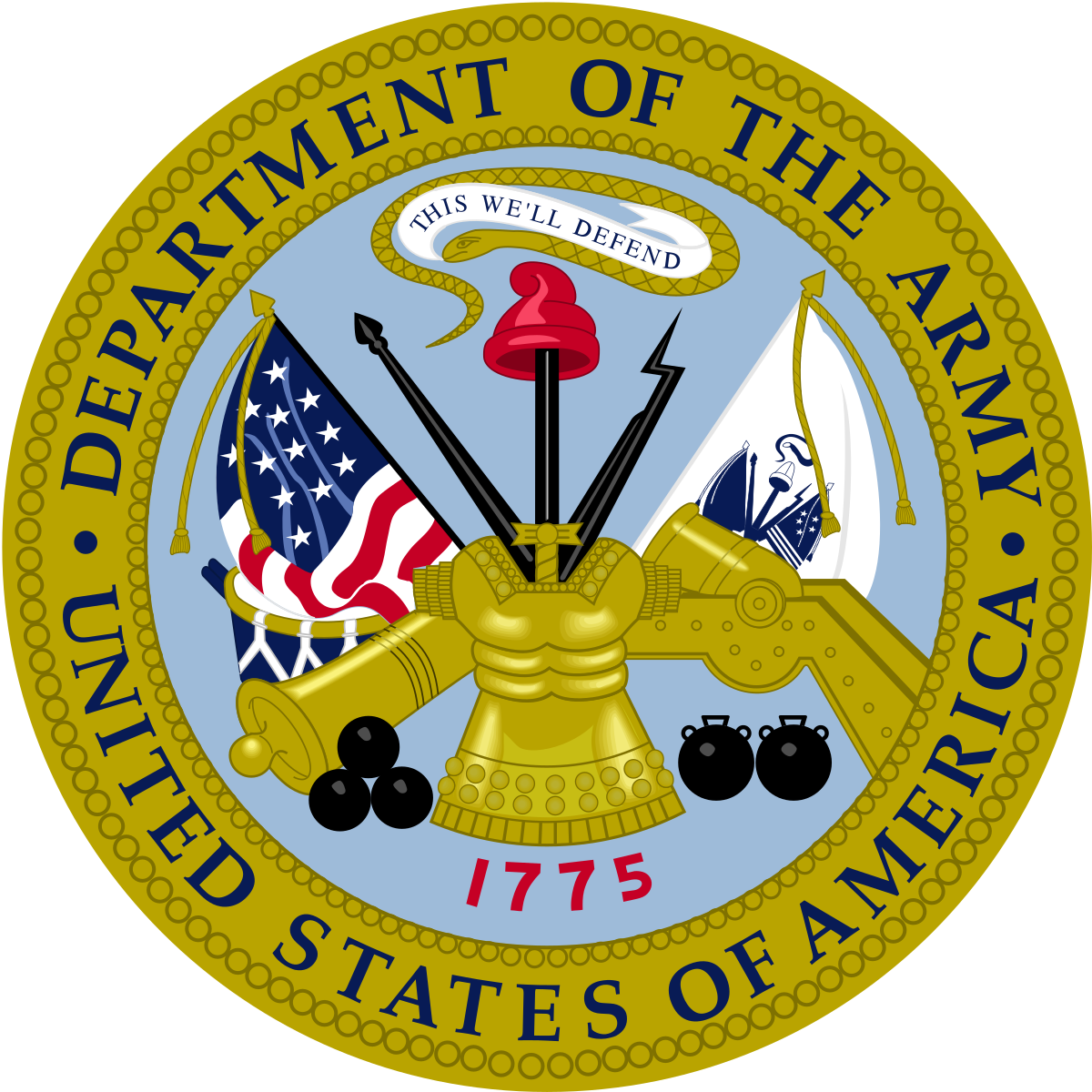 Department Of The Army United States Of America (1200x1200), Png Download