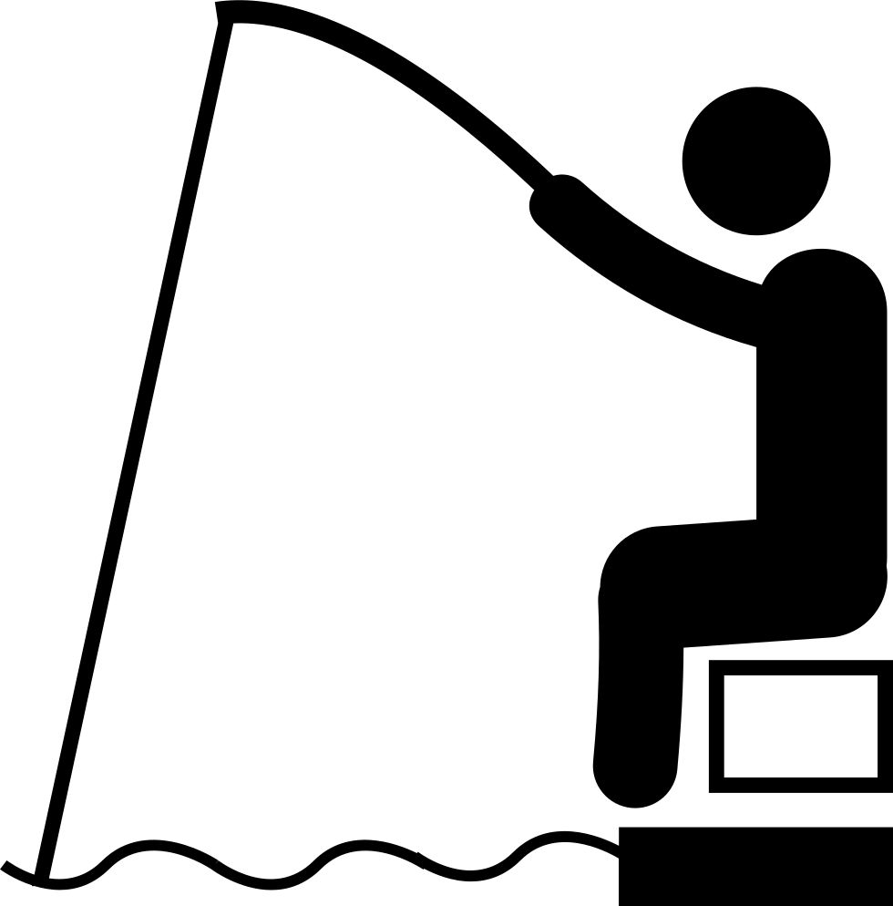 Sitting Man Fishing - Fishing Icon Black And White (980x994), Png Download