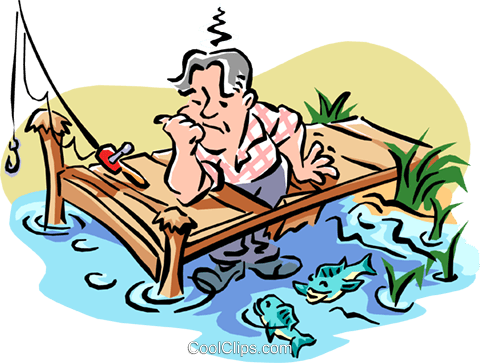 Man Fishing Off Of Dock Royalty Free Vector Clip Art - Illustration (480x363), Png Download