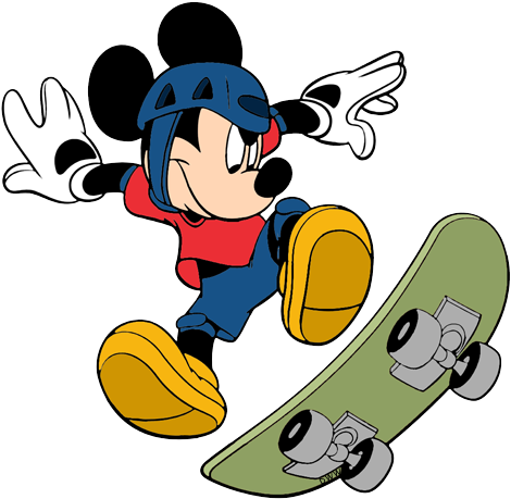 Clip Art Disney Galore Skateboarding Mischievous - Mickey Mouse Skateboard (482x466), Png Download