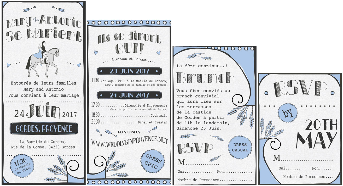 Wedding Invitation Card Set For Wedding In Provence - Wedding Invitation (1430x790), Png Download