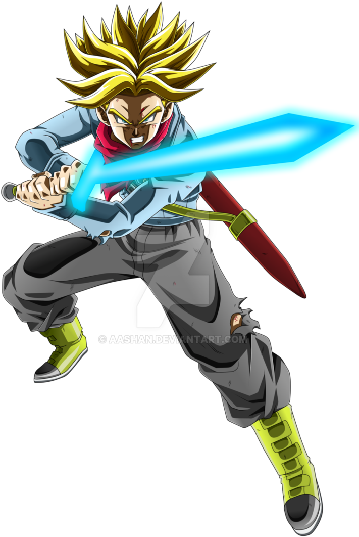 Future Trunks Super Saiyan Rage With Spirit Sword By - Mirai Trunks Ssj Rage (736x1086), Png Download