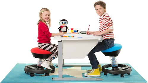 Kids On Swopper With Desk - Swopper Kinder (501x550), Png Download